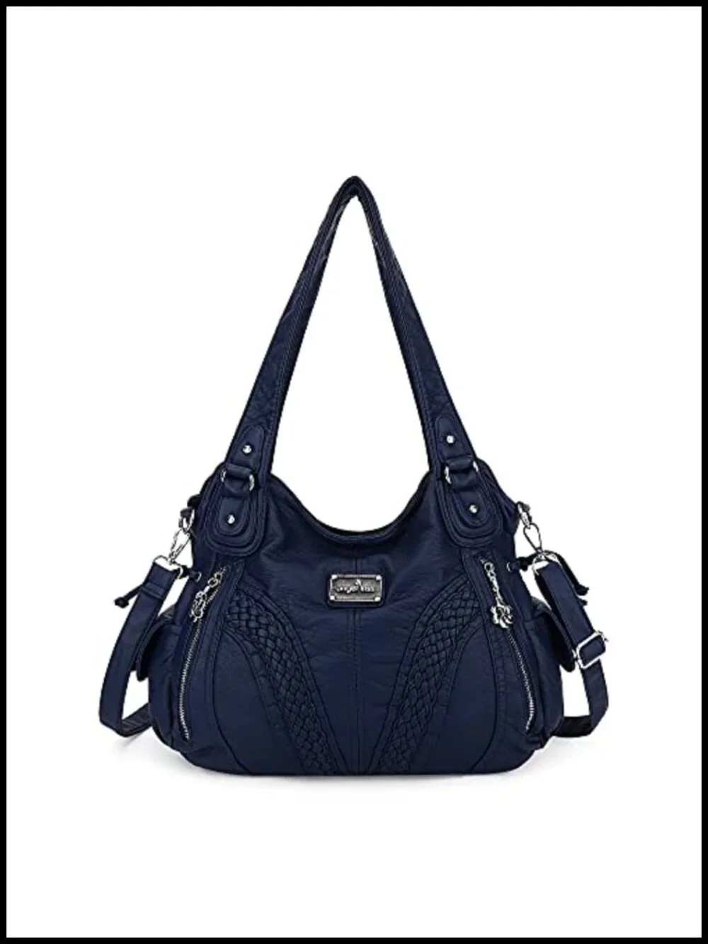 Washed PU Leather Tote Shoulder Bag Crossbody Satchel